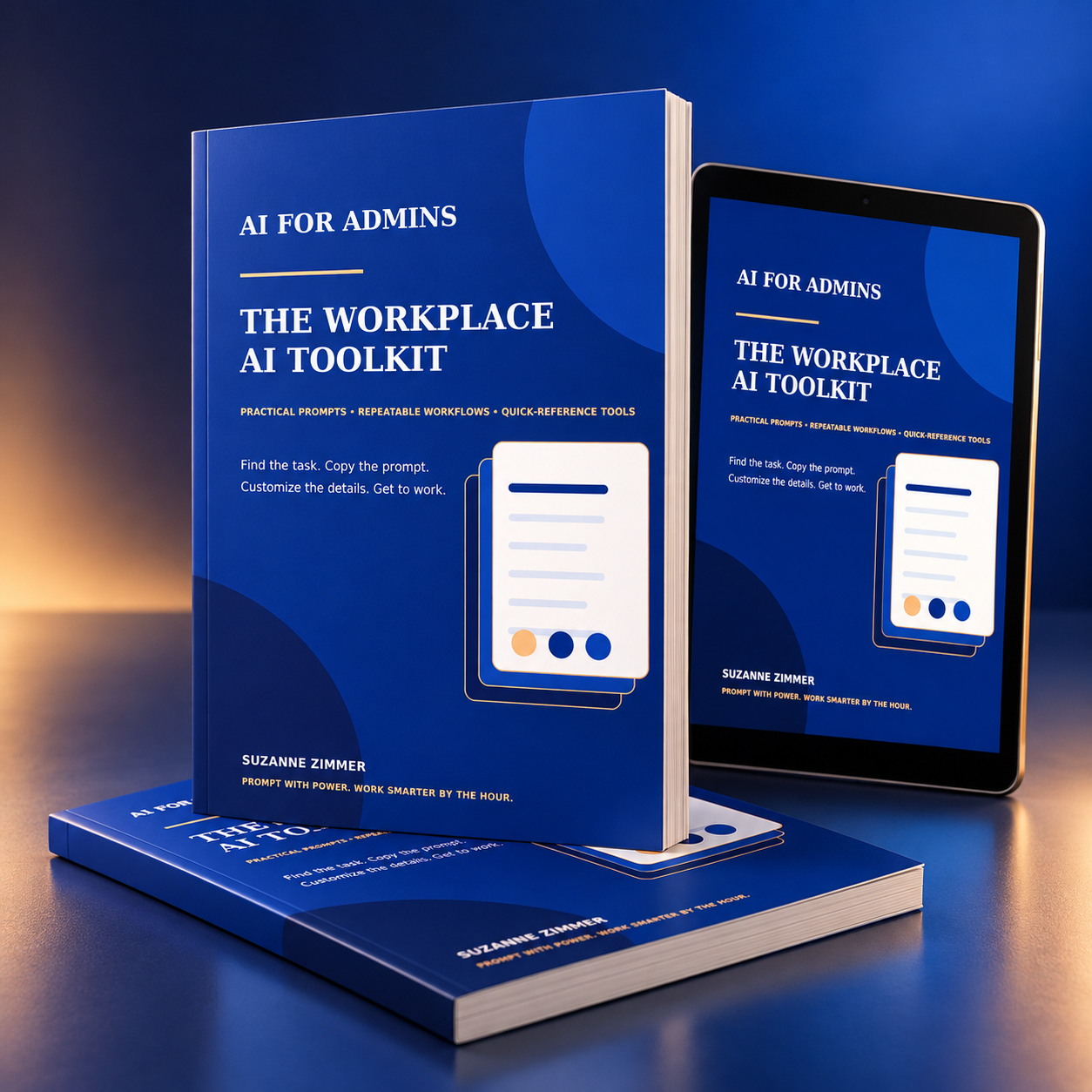 AI for Admins Workplace AI Toolkit shown as a digital and print-friendly resource